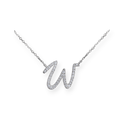 TWIG Initial W Diamond Necklace