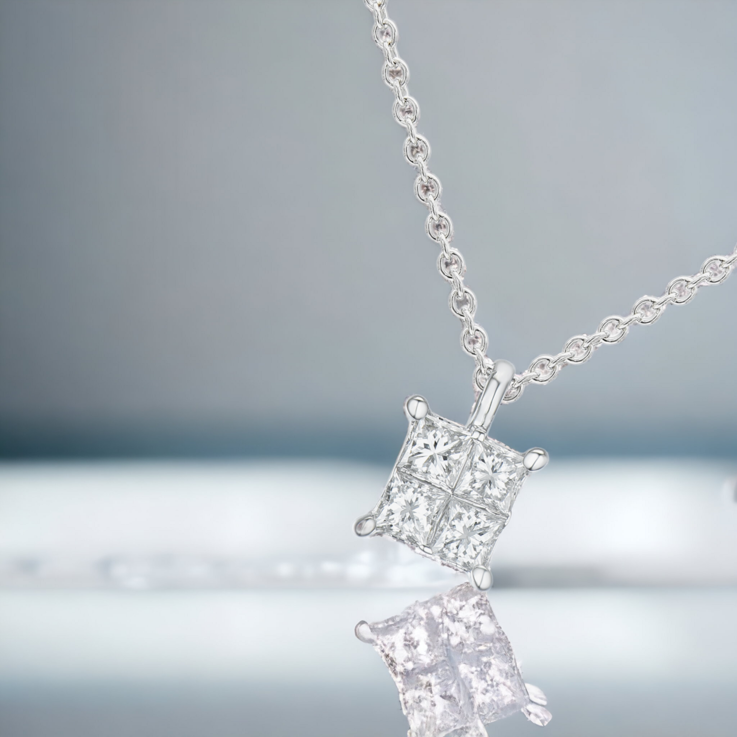 STELLAR Quartet Diamond Pendant, Metal: 18K, Metal Colour: White Gold
