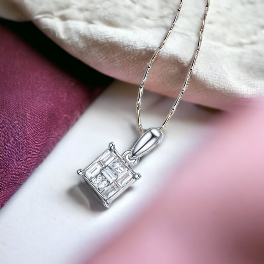 STELLAR Zigsaw Diamond Pendant, Metal: 10K, Metal Colour: White Gold