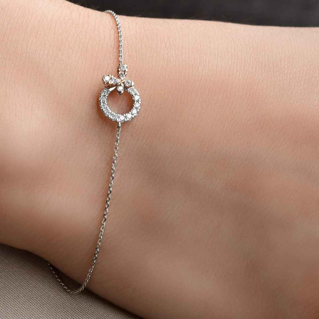 POSY Butterfly Diamond Bracelet, Metal: 10K, Metal Colour: White + Rose Gold