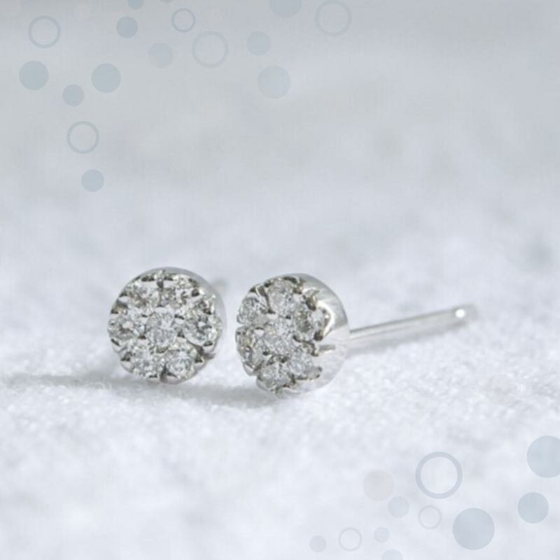 STELLAR Circle Diamond Stud Earrings, Metal: 10K, Metal Colour: White Gold