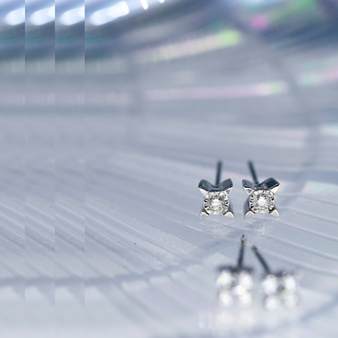 PRISMA Essence Diamond Stud Earrings, Metal: 10K, Metal Colour: White Gold