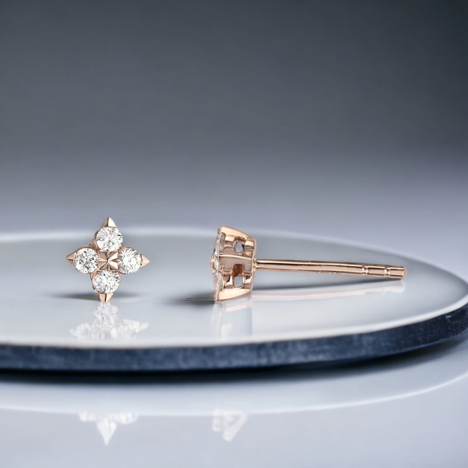 POSY Cornus Diamond Stud Earrings, Metal: 10K, Metal Colour: Rose Gold