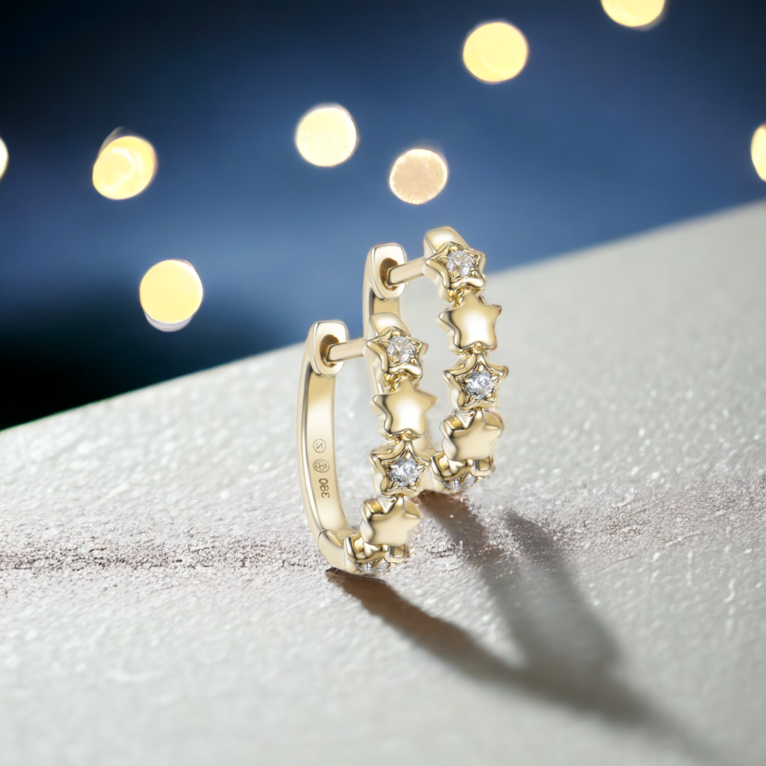 ASTRA Starlets Diamond Huggies, Metal: 10K, Metal Colour: Yellow Gold