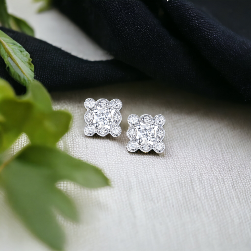 EIDEAN Novel Diamond Earrings, Metal: 10K, Metal Colour: White Gold