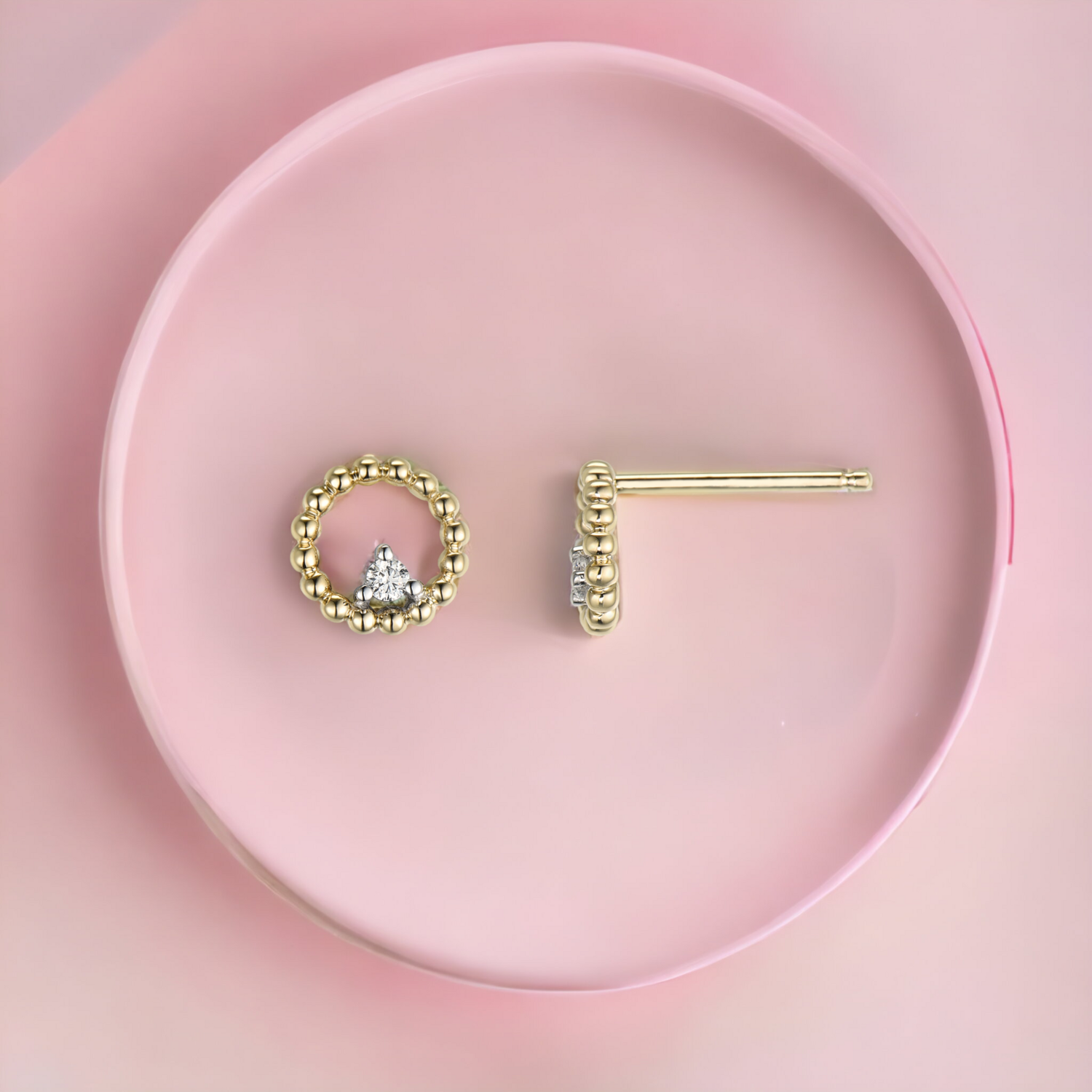 BUBBLE Circle Diamond Earrings, Metal: 10K, Metal Colour: Yellow Gold