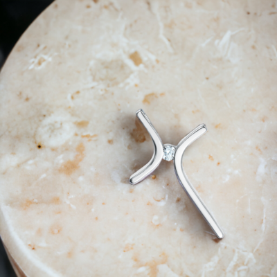 BRITE Curve Cross Diamond Pendant