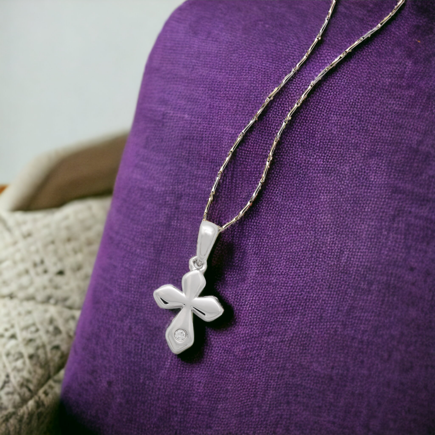 BRITE Precious Cross Diamond  Pendant, Metal: 10K, Metal Colour: White Gold