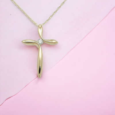 BRITE Curvy Cross Diamond Pendant