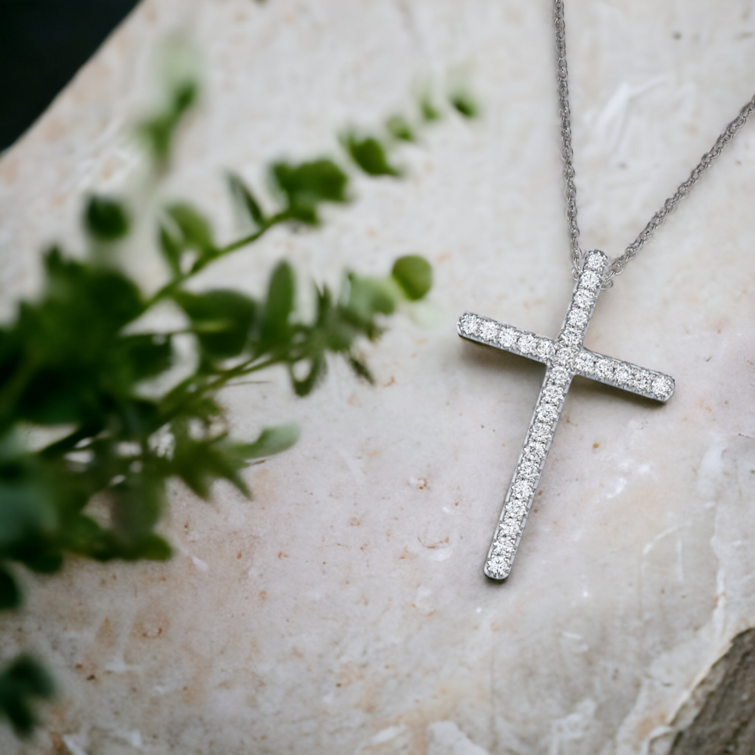 GLISST Unity Cross Diamond Pendant, Metal: 18K, Metal Colour: White Gold