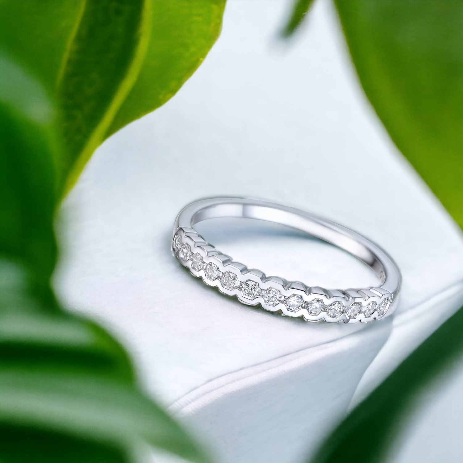 TOVAR Hexa Diamond Ring, Metal: 10K, Metal Color: White Gold
