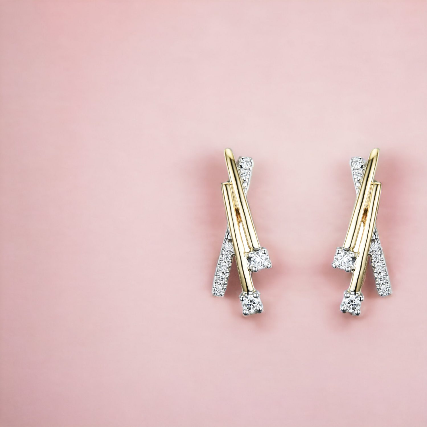 ASTRA Starlets Diamond Earrings, Metal: 10K, Metal Colour: Yellow &amp; White Gold