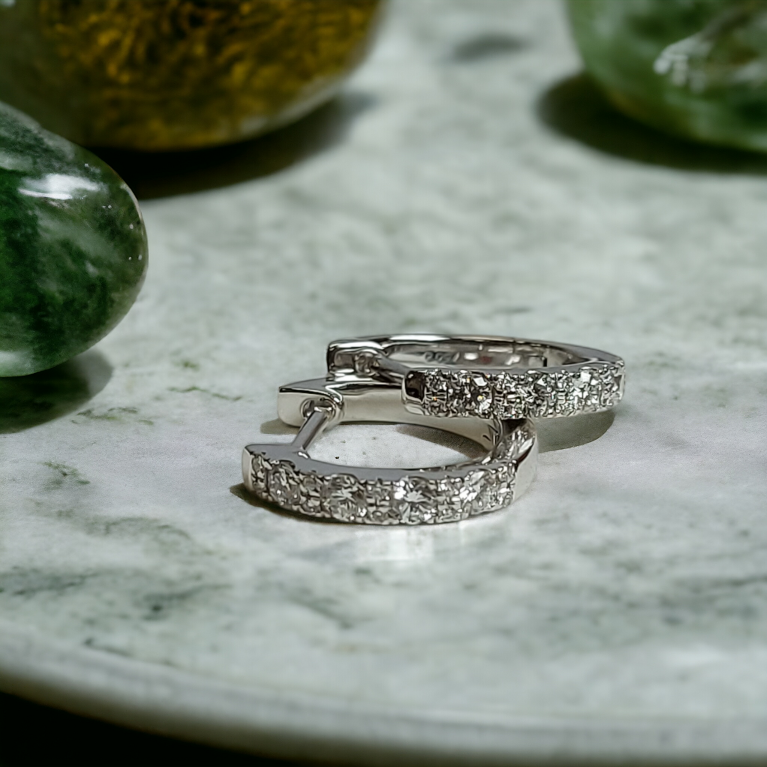 GLISST Noble Diamond Huggies, Metal: 10K, Metal Colour: White Gold