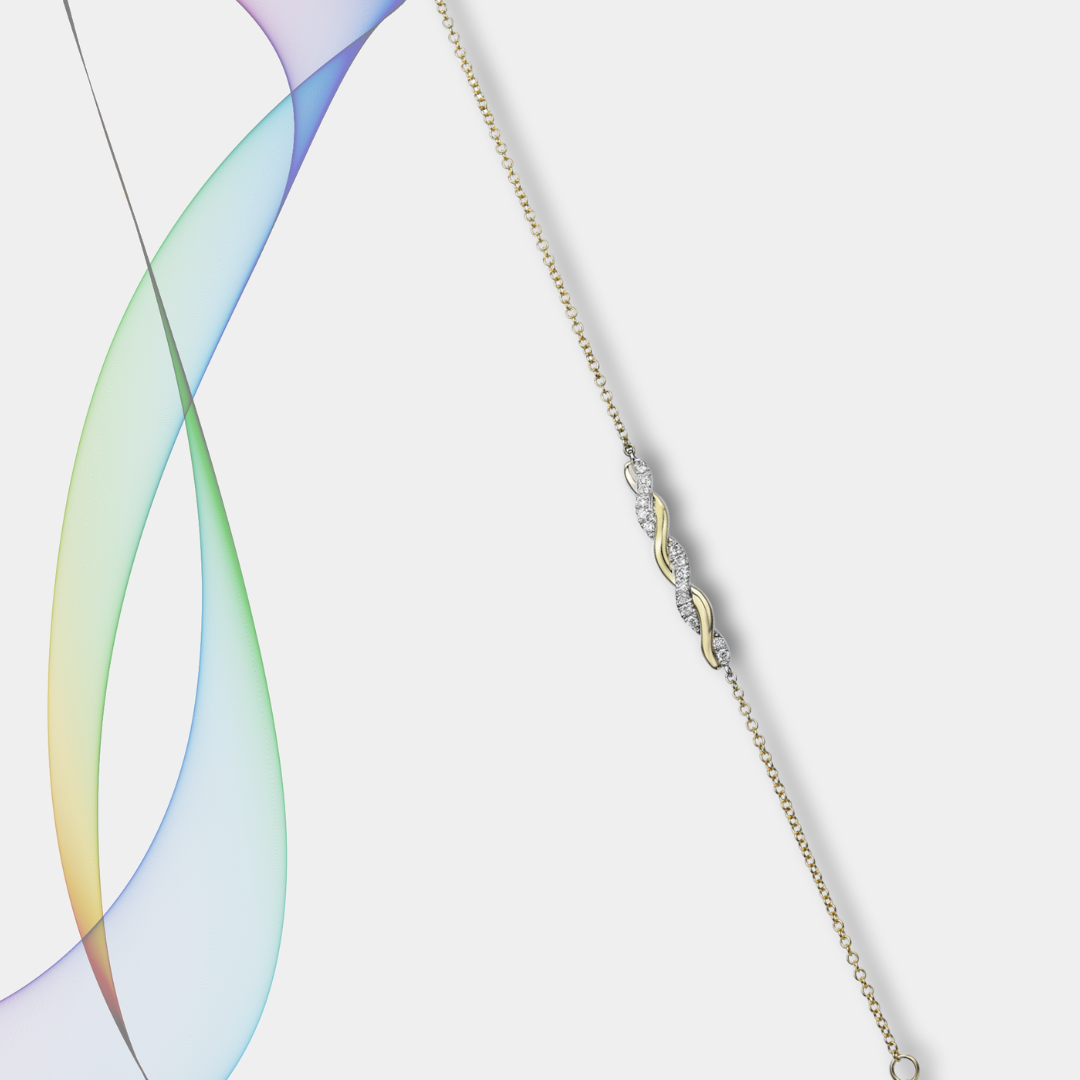 TWIZA Flow Diamond Bracelet, Metal: 10K, Metal Colour: White + Rose Gold