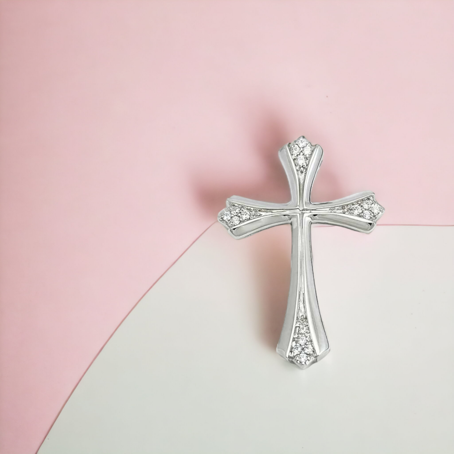 STELLAR Passion Cross Diamonds Pendant, Metal: 10K, Metal Colour: White Gold