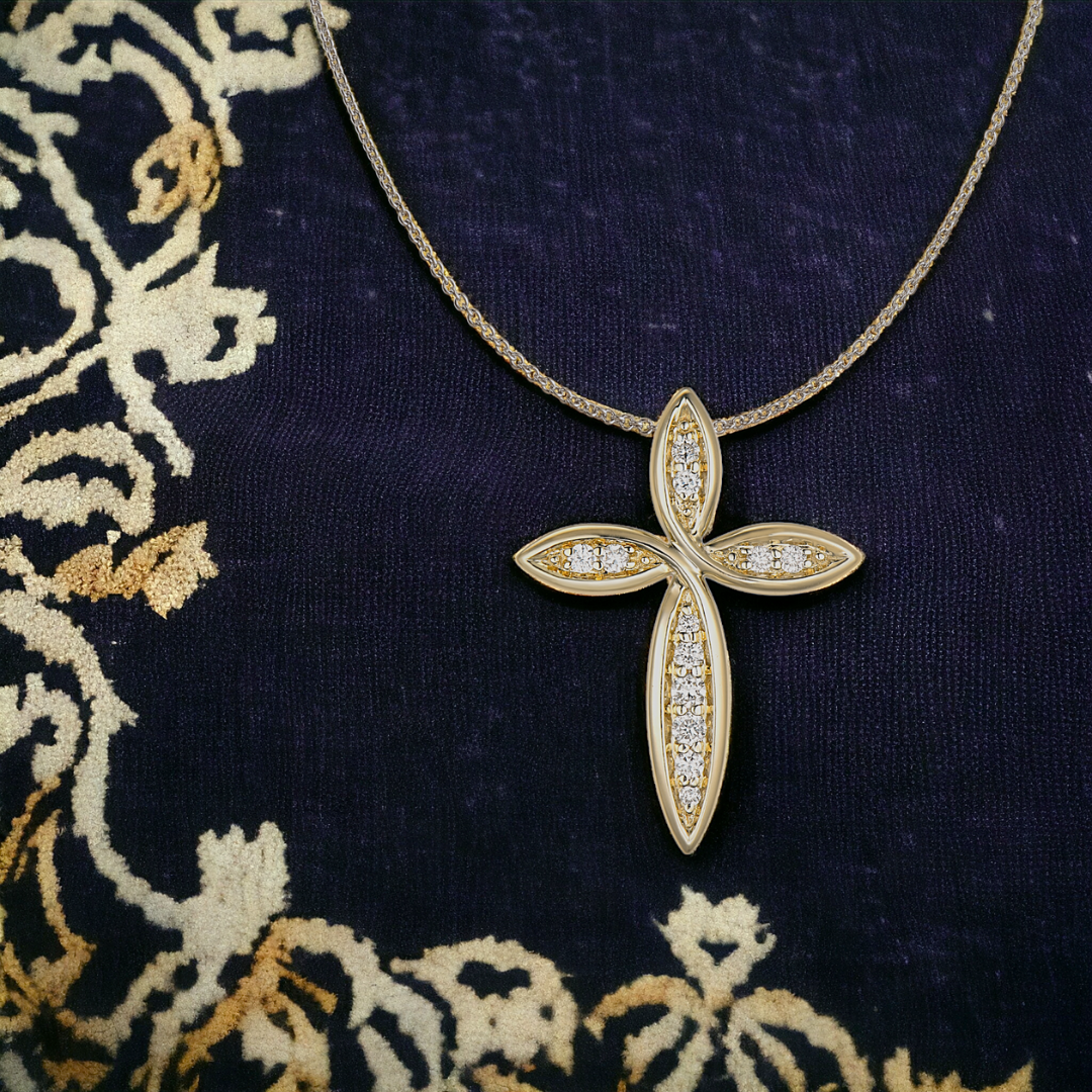 STELLAR Glory Cross Diamond Pendant, Metal: 10K, Metal Colour: Yellow Gold