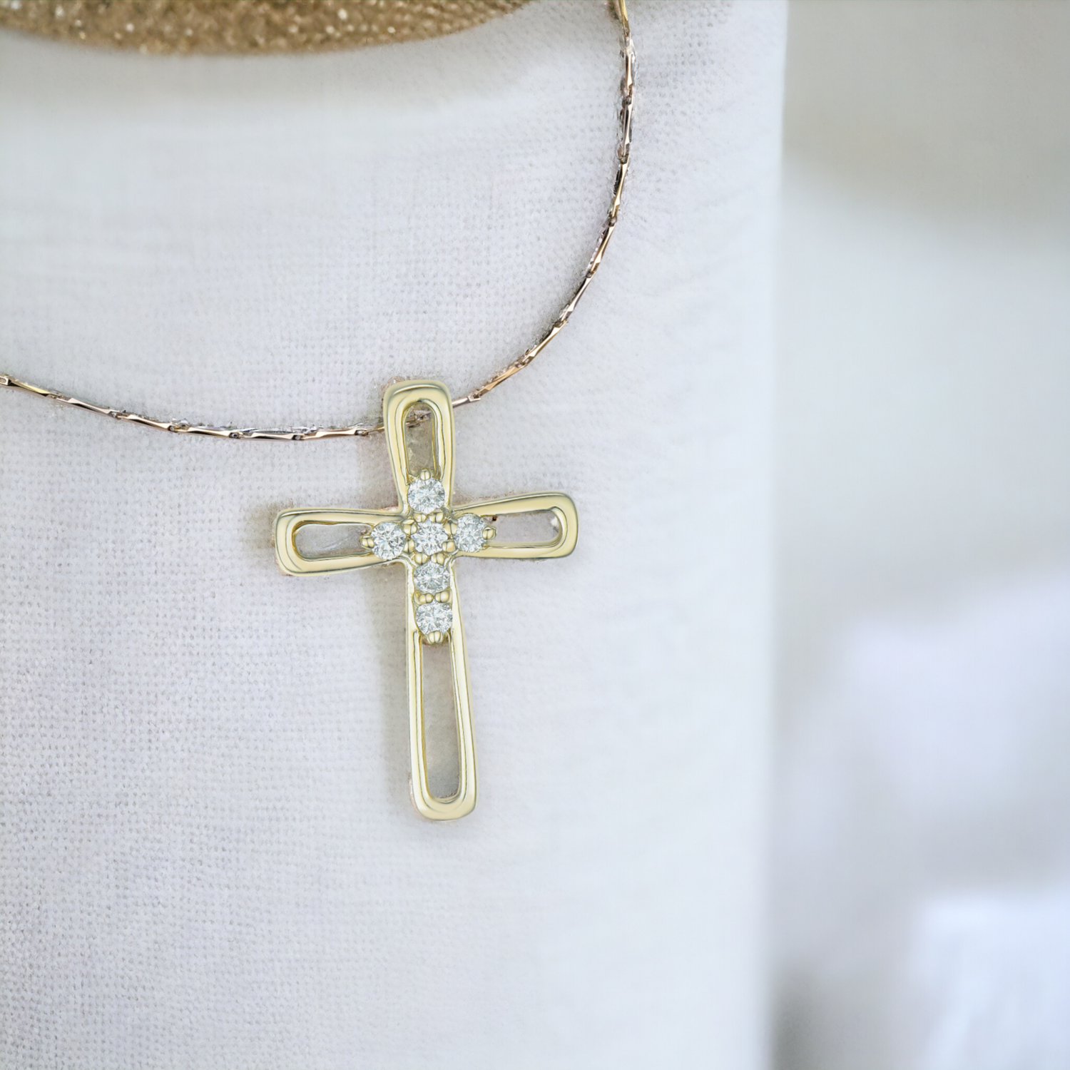 ALLY Duo Cross Diamonds Pendant, Metal: 10K, Metal Colour: Yellow Gold