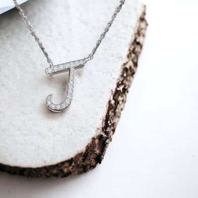 TWIG Initial J Diamond Necklace