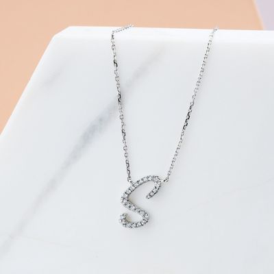 TWIG Initial S Diamond Necklace