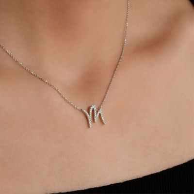 TWIG Initial M Diamond Necklace