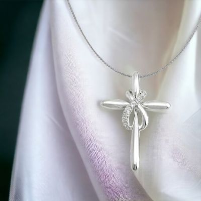 TWIZA Infinity Wrap Cross Diamond Pendant