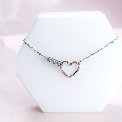 LOVEA 2-Tone Heart Diamond Necklace