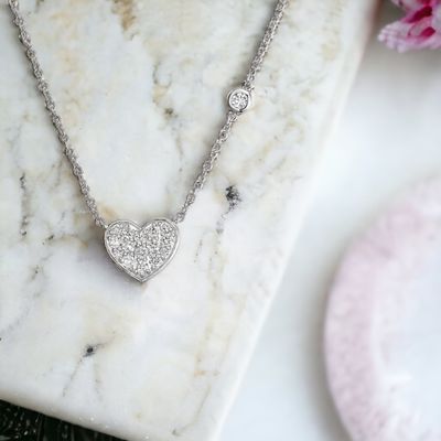 LOVEA Heart Pave Diamond Necklace