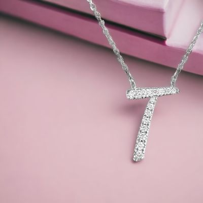 TWIG Initial T Diamond Necklace