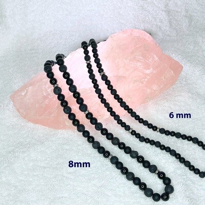 Black ​Onyx with Lava Stone Necklace - 8mm  (Healy Case Is Not Included)
