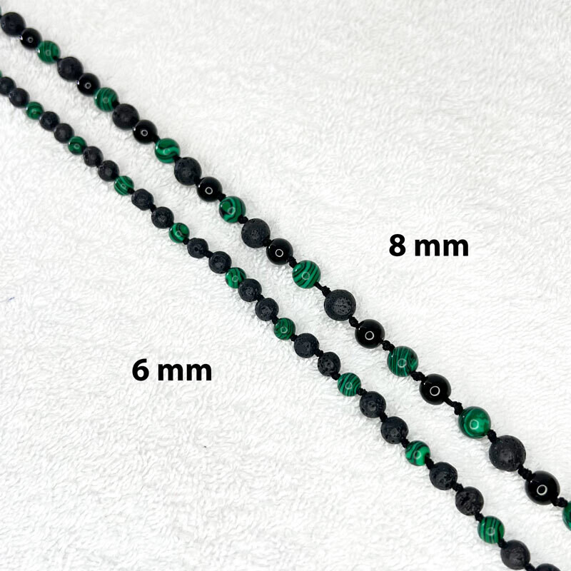 Malachite with Lava Stones - 8mm (Healy Case Is Not Included)
