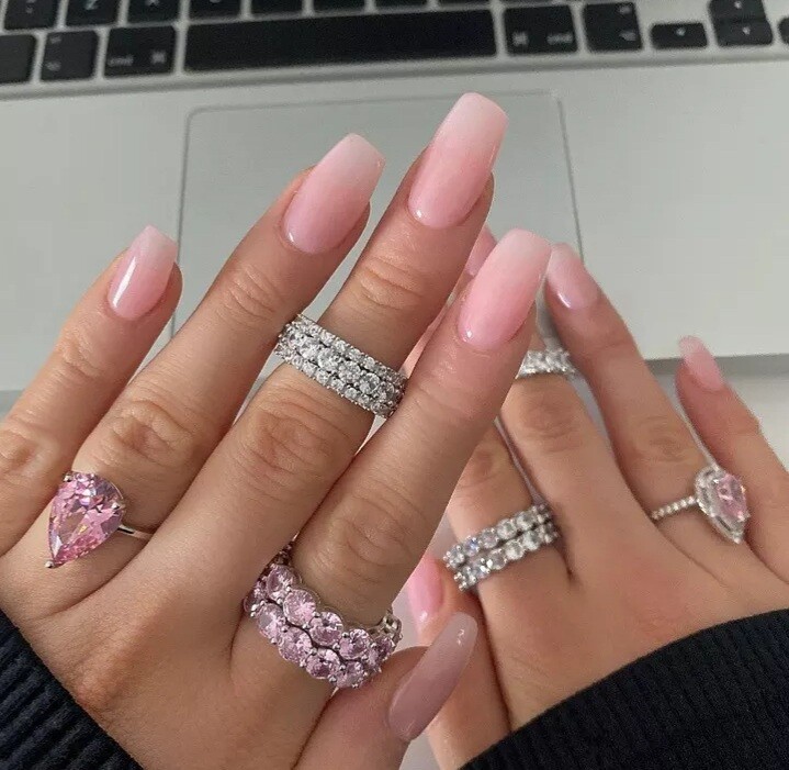Luxury 925 Silver Filled Rose Gem Rings