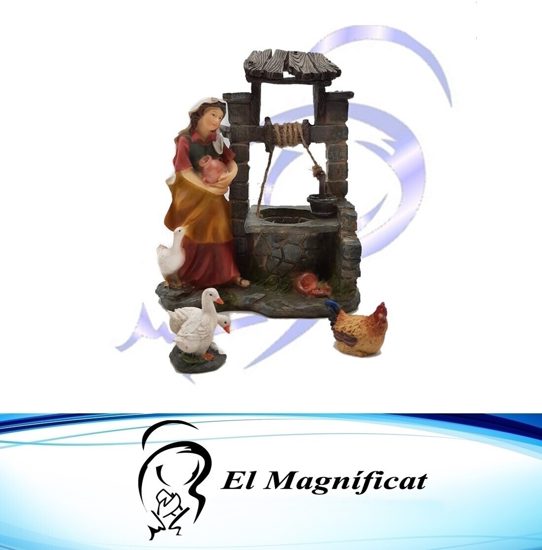 ALDEANO CON POZO Y ANIMALES (13 CMS)