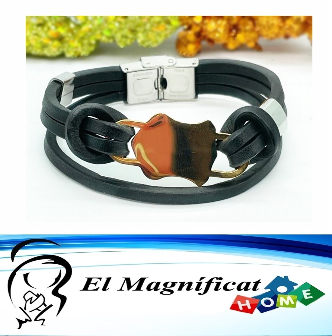 PULSERA DE ACERO Y CAUCHO