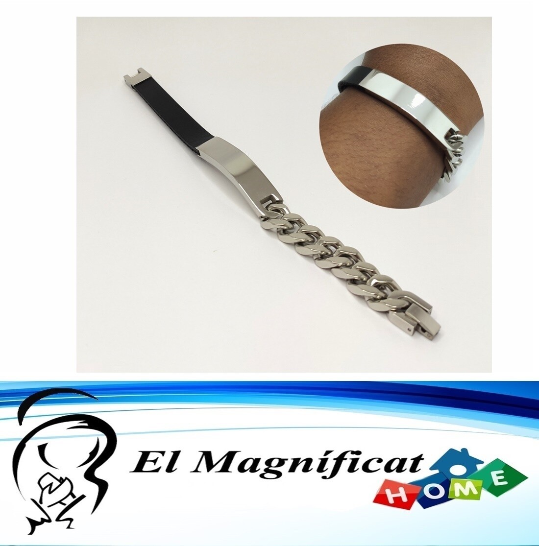 PULSERA DE ACERO CON CUERO