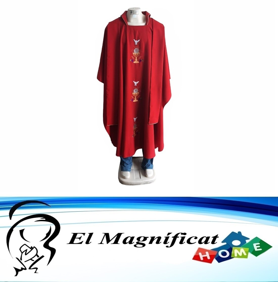 CASULLA CON ESTOLA COLOR ROJA