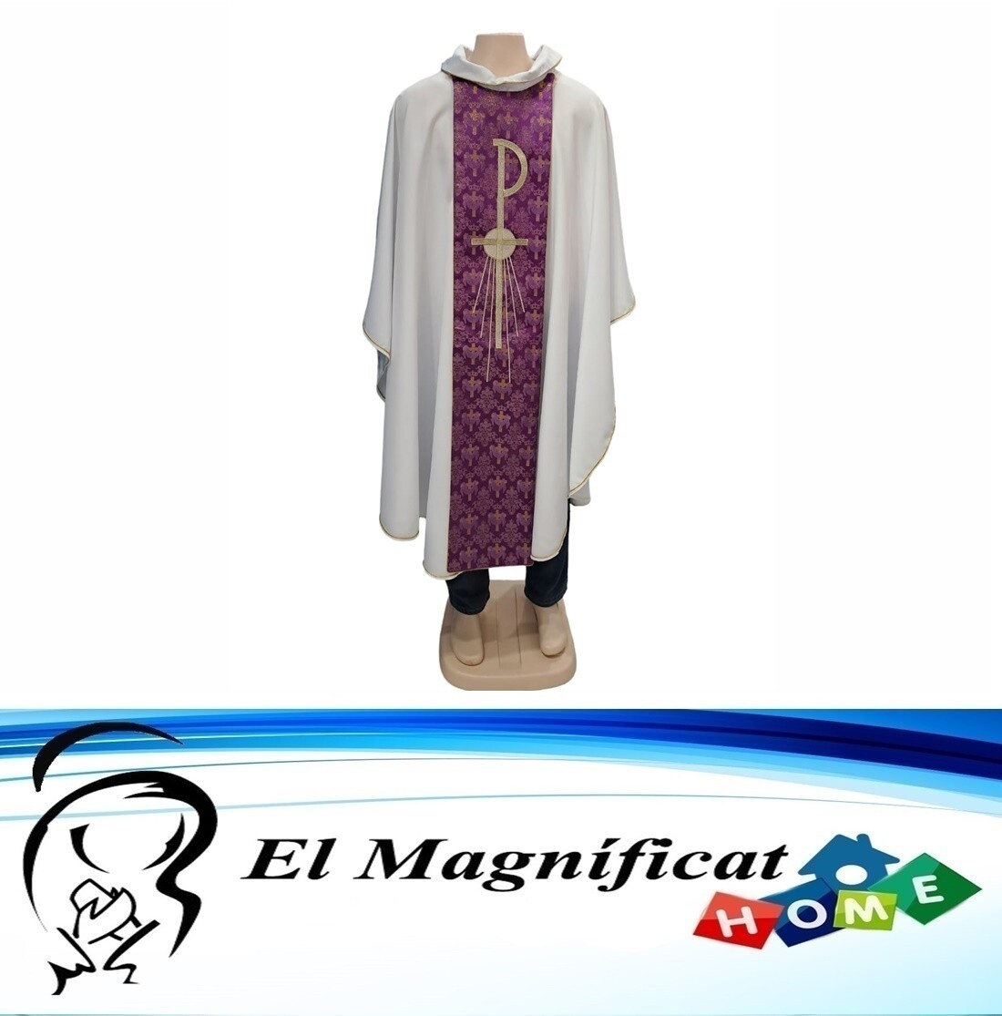 CASULLA CON ESCAPULARIO BLANCO