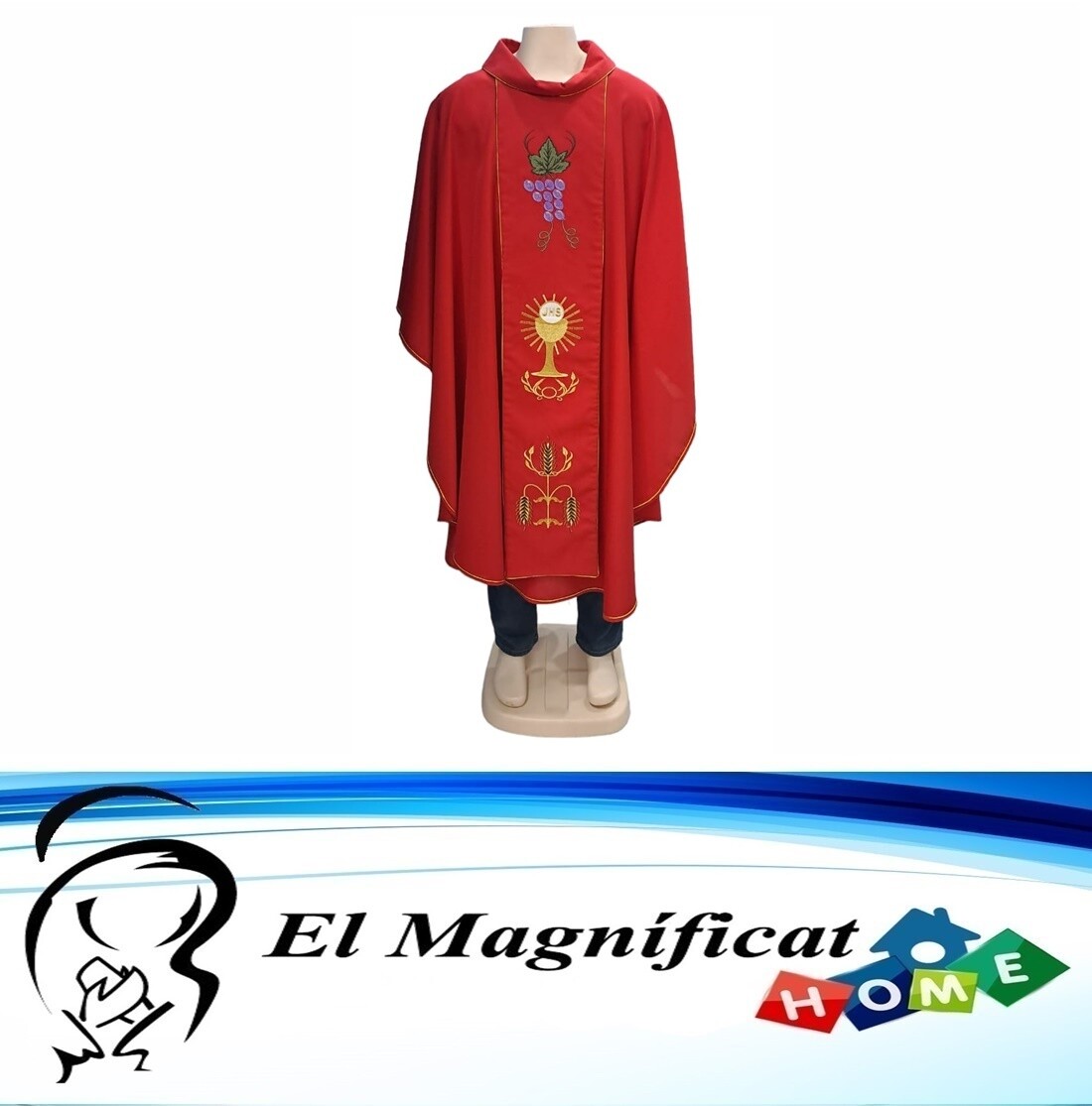 CASULLA CON ESCAPULARIO COLOR ROJO