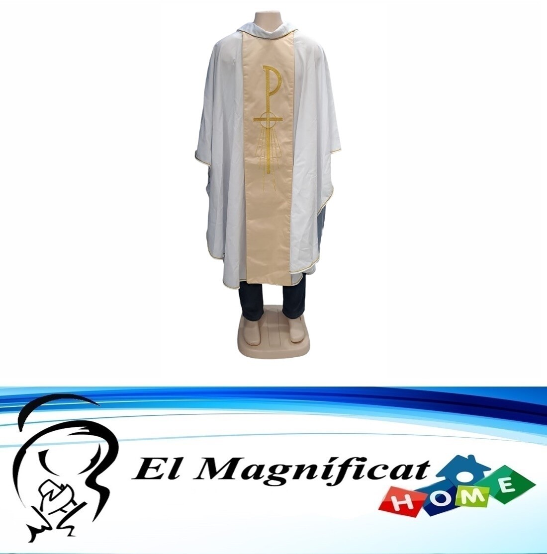 CASULLA CON ESCAPULARIO COLOR BLANCO