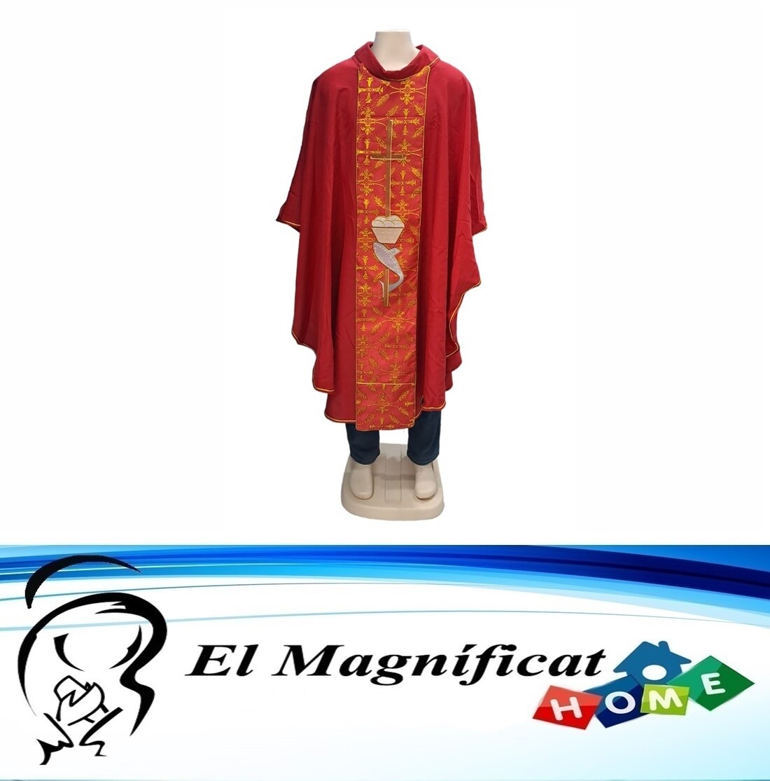CASULLA CON ESCAPULARIO COLOR ROJO