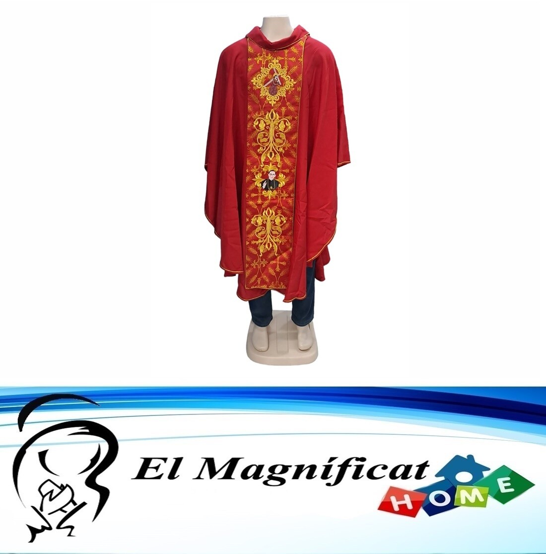 CASULLA CON ESCAPULARIO COLOR ROJO
