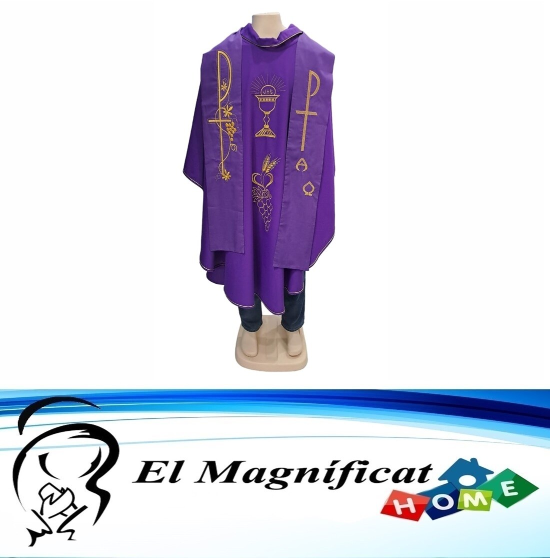 CASULLA CON ESCAPULARIO Y ESTOLA COLOR MORADO