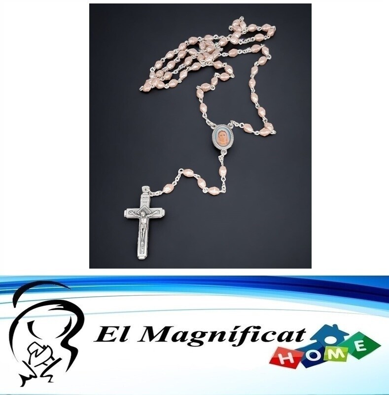 ROSARIO SIMIL PERLA ROSADO VIRGEN MEDJUGORGE 50 CMS DE LARGO CAM