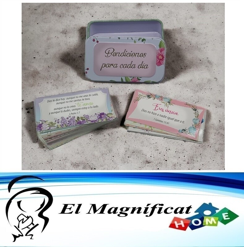 CAJA CON 50 TARJETITAS (BENDICIONES PARA CADA DIA)