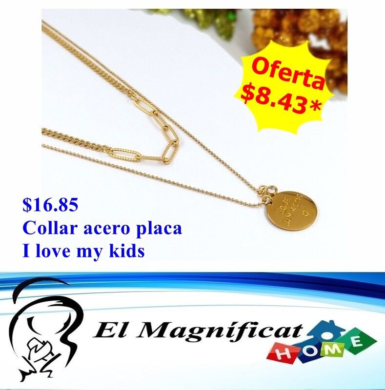 COLLAR ACERO PLACA I LOVE MY KIDS