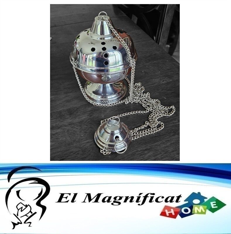 INCENSARIO GRANDE SIN NAVETA EN ACERO 20 cms alto x 12 cms de diámetro
