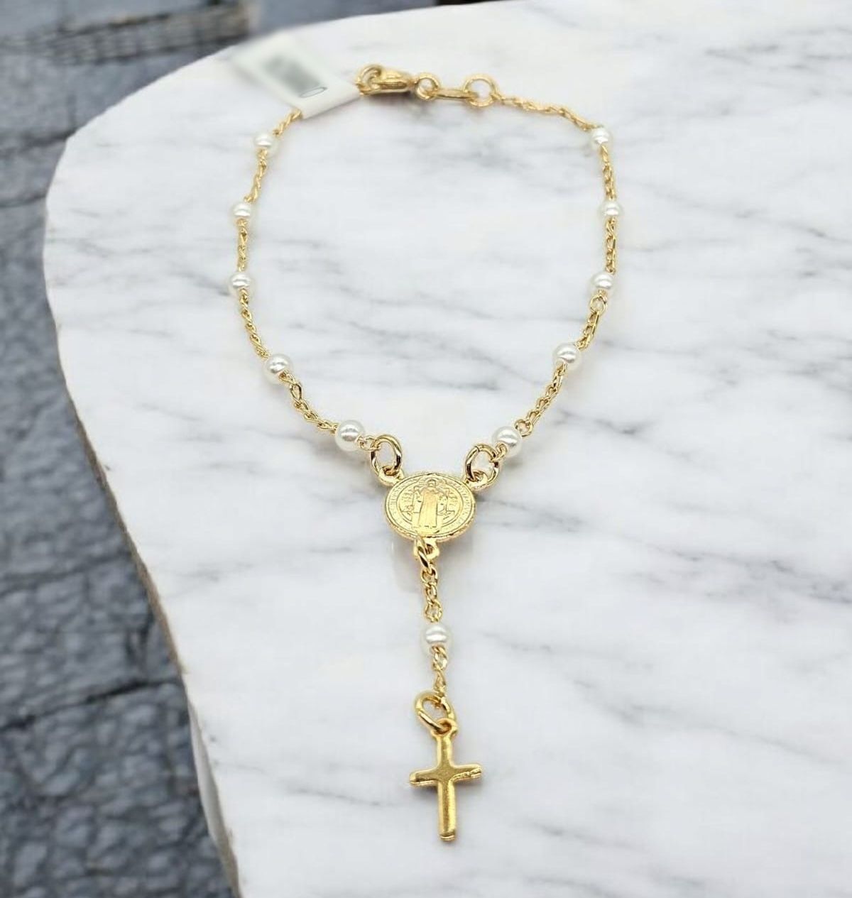 PULSERA DECENARIO ENCHAPADO (MEDALLA DE SAN BENITO)