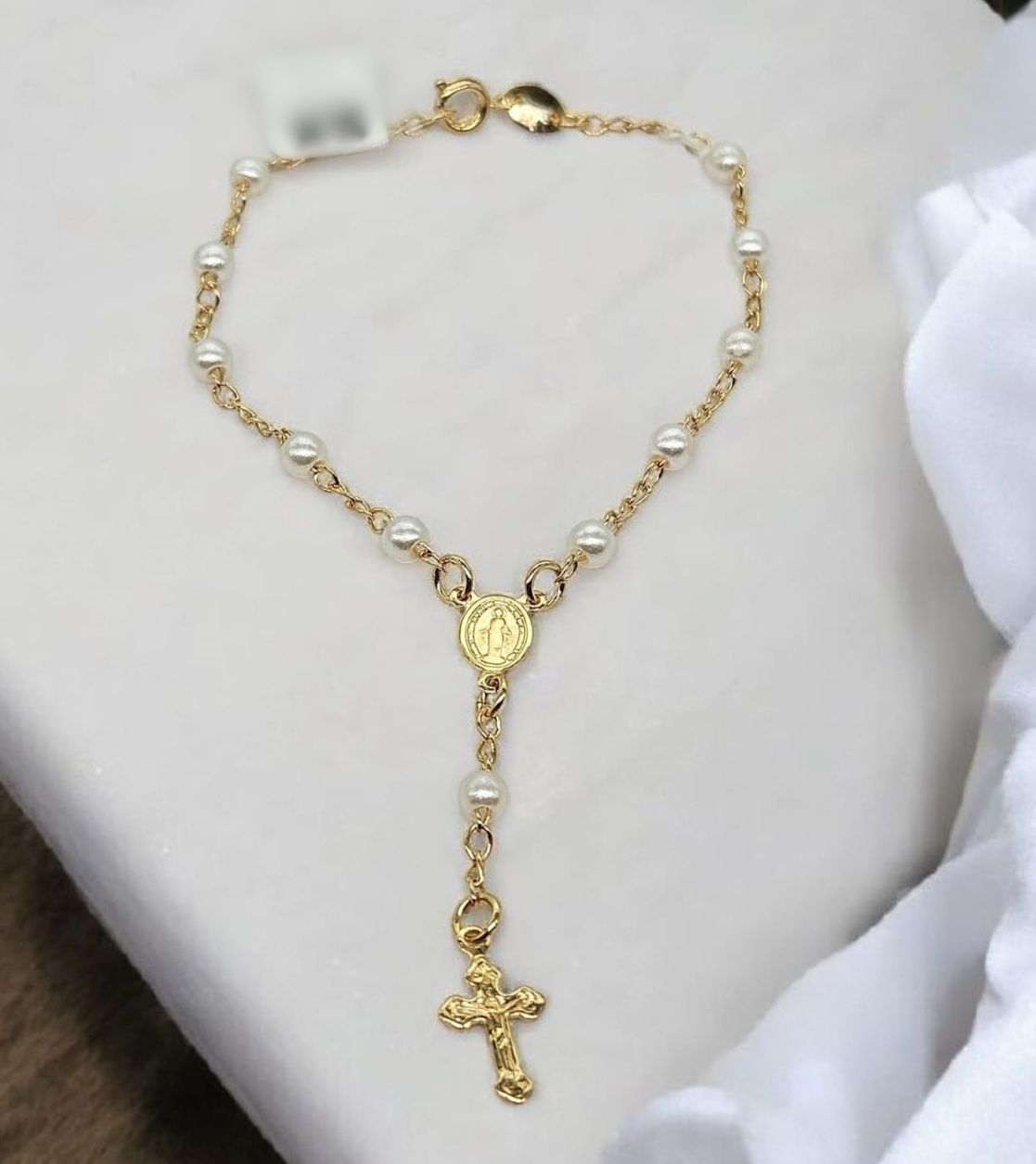 PULSERA DECENARIO ENCHAPADA EN ORO CON PERLITAS