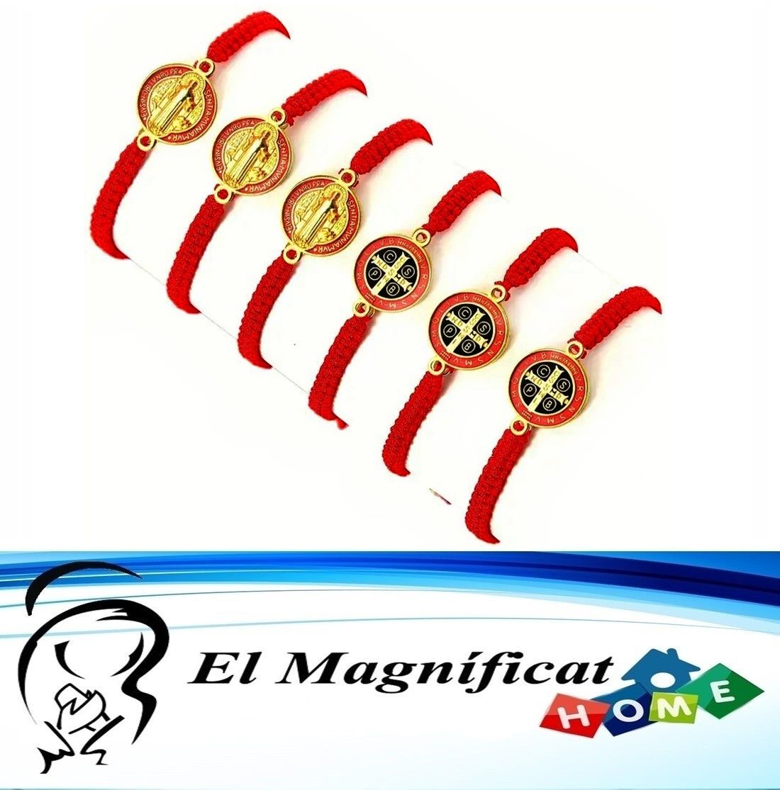 PULSERA HILO ROJO MEDALLA DE SAN BENITO
