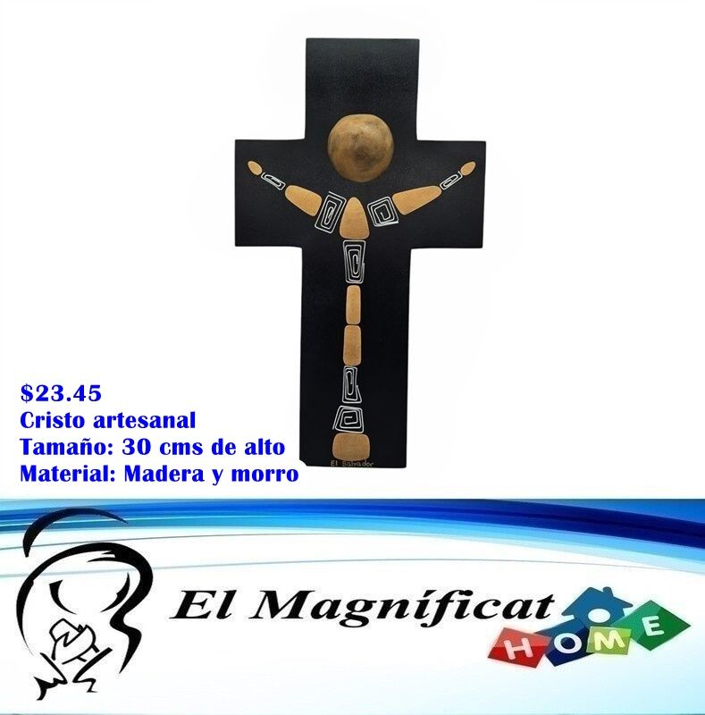 CRISTO ARTESANAL DE MADERA Y MORRO 30 CMS DE ALTO X 17 CMS DE ANCHO