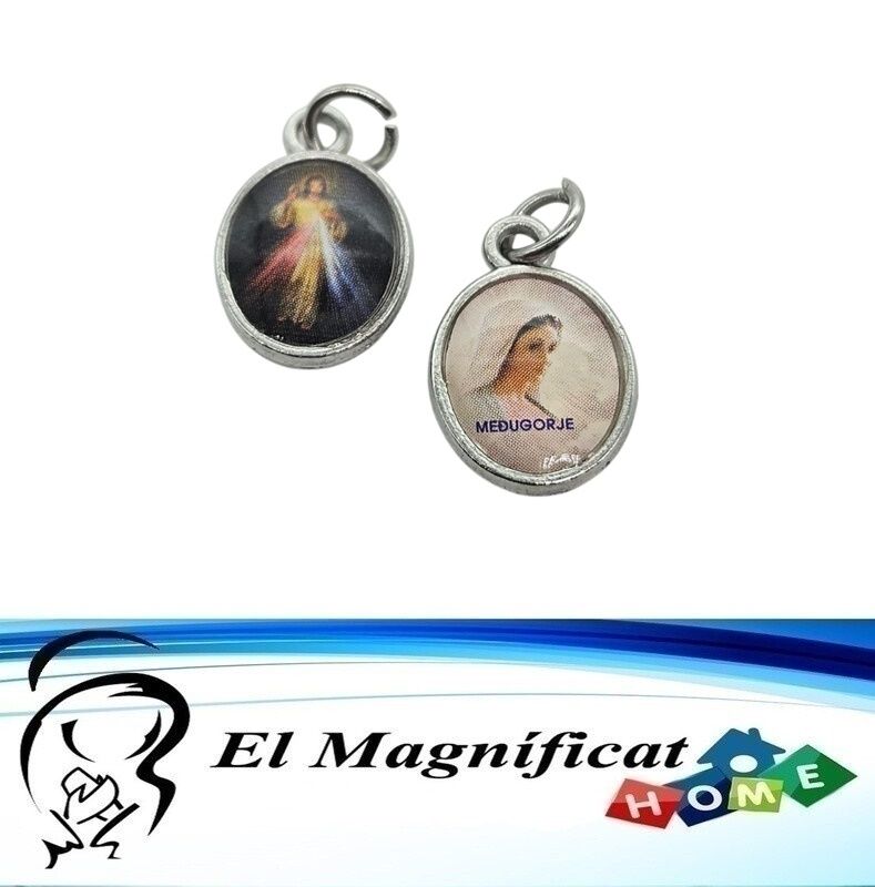 DIJE MINI SEÑOR DE LA MISERICORDIA/VIRGEN DE MEDJUGORGE (1.5 CMS, ZINC)
